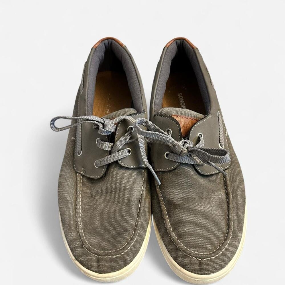 Sonoma boat loafer sneakers Big Boys size 7 grey lifestyle preppy